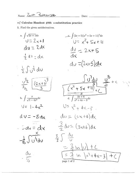 Free U Substitution Worksheet Download Free U Substitution Worksheet Png Images Free