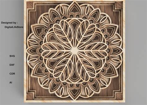 Archivos de corte láser Mandala multicapa cnc corte láser Etsy