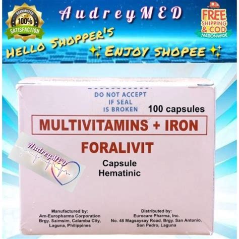 Multivitamins Iron Ferrous Folic Acid Vit B Complex 100 Capsules Lazada Ph