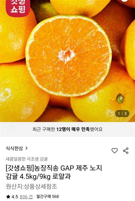 딜 롯데온 농장직송 Gap 제주 노지감귤 45kg 11920원 무배