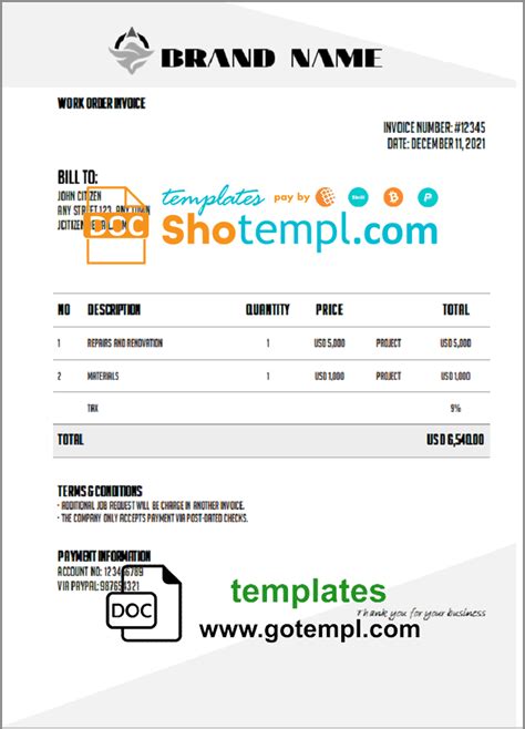 Strategic Pic Universal Multipurpose Invoice Template In Word And Pdf