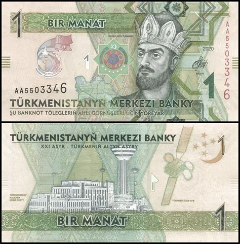 Bankbiljetten 042 Turkmenistan 1 Manat 2020 Unc Hansmunt