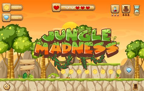 Jungle Madness Platform Game Scene Template 3591520 Vector Art At Vecteezy