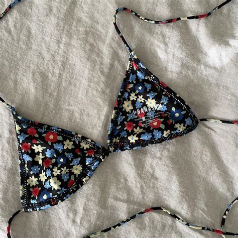 La Hana Swim Billy Bikini Top In Dark Floral Depop