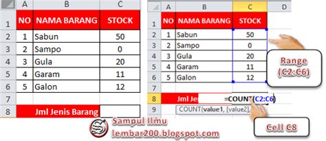 Cara Memakai Fungsi Count Di Excel Titip Teknologi