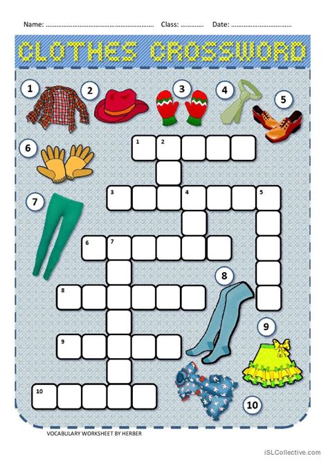 CLOTHES WS crossword: English ESL worksheets pdf & doc