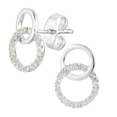 Sparkld 9ct White Gold 015ct Diamond Circle Stud Earrings Gold