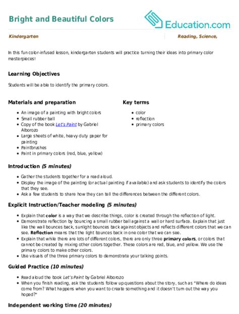 Kindergarten Lesson Plans Page 6