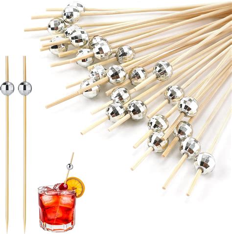 Pcs Disco Ball Decorative Toothpicks Long Fancy Disco Cocktail