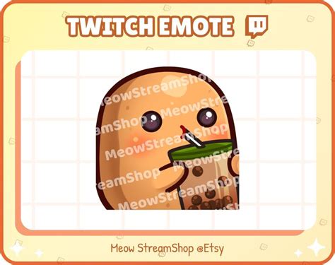 Twitch Emote Cute Potato Sip Drink Juice Hydrate Boba Emotes