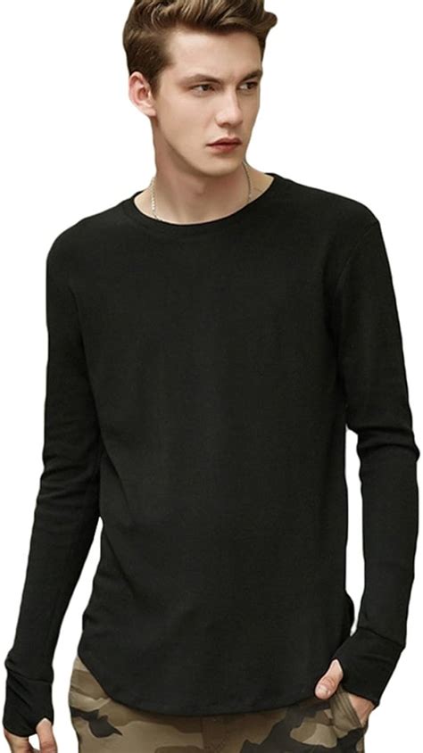 Baymate Mens Thumb Hole Cuffs Long Sleeve Hipster T Shirt Basic Tee