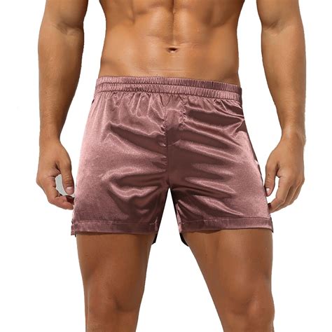 FEESHOW Herren Satin Boxershorts Pyjama Hose Kurz Nachtwäsche Höschen