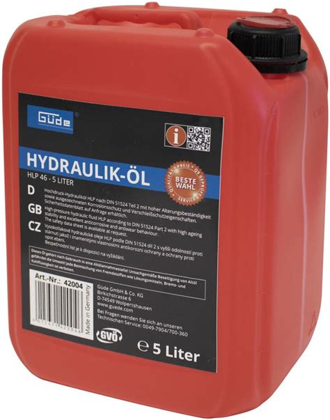 Güde Hydraulik Öl HLP 46 5 Liter für Güde Holzspalter Hubwagen und