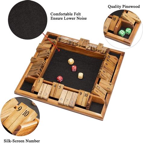 New Amerous Shut The Box Dice Game Wooden Board Players Ebay