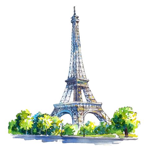 Premium Vector Eiffel Lanscape Vector Illustration In Watercolor Style