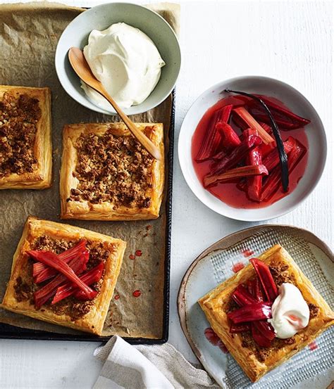 Almond Tarts With Rhubarb Recipe Gourmet Traveller