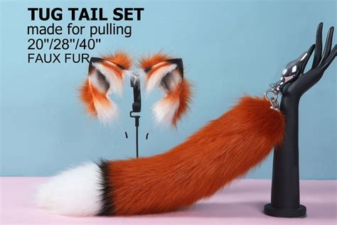 Red Fox Ear And Tail Plug Set Faux Fur Tug Tail Butt Plug And Ear Wolf Tail Buttplug Ddlg Sex