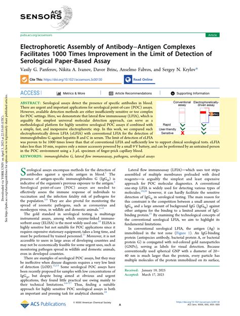 PDF Electrophoretic Assembly Of Antibody Antigen Complexes