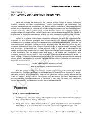 Isolation Of Caffeine From Tea Extraction Methods Procedure Course