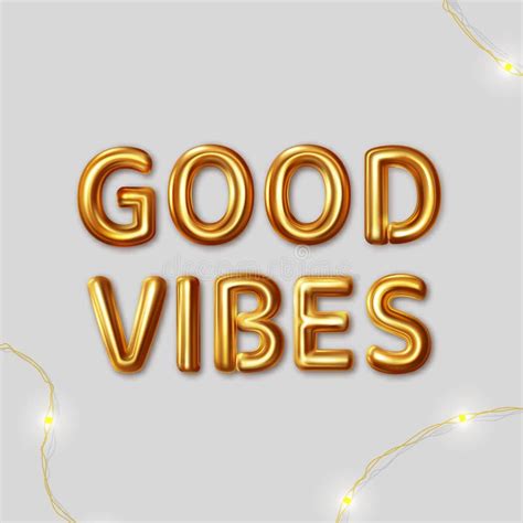 Good Vibes Vector Inscription Gold Letters On A Gray Background Stock