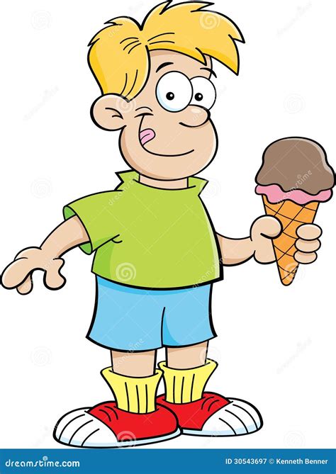 Cartoon Boy Eating An Ice Cream Cone | CartoonDealer.com #30543697