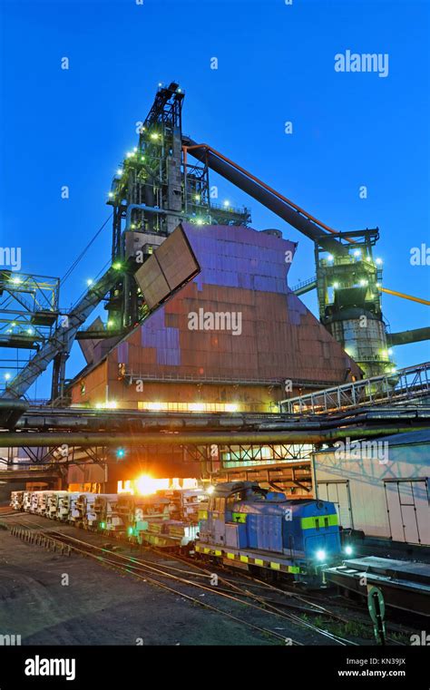 Industrial Building At Night Stock Photo Alamy