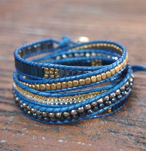 5 Times Wrap Bracelet Blue Crystal Beaded Mix Boho Bracelet Etsy