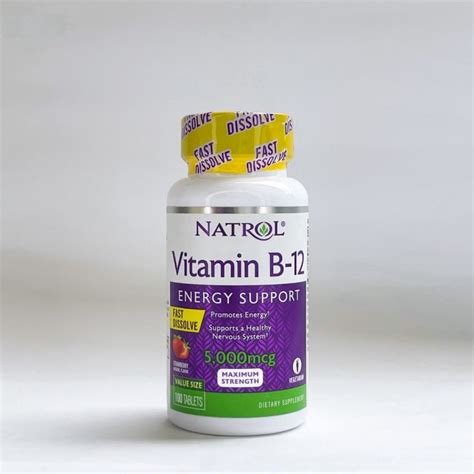 Natrol Vitamin B 12 Fast Dissolve Maximum Strength Strawberry 5000 Mcg