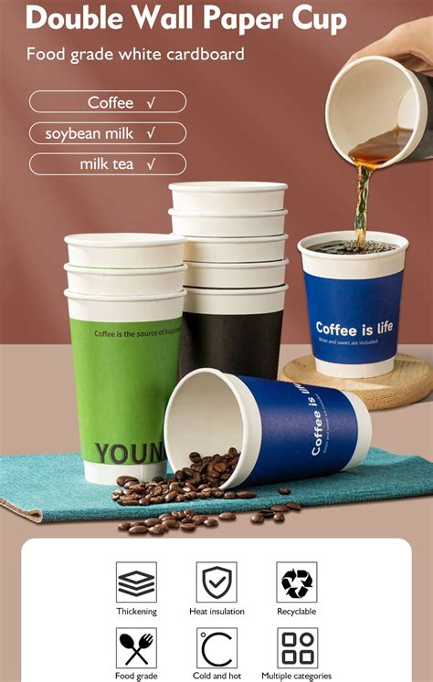 Custom Double Wall Coffee Paper Cup With Logo For Hot Drink