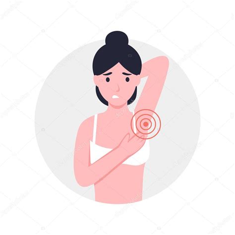 Mujer Con Dolor Axila Axila Dibujos Animados Vector Plano Ilustración