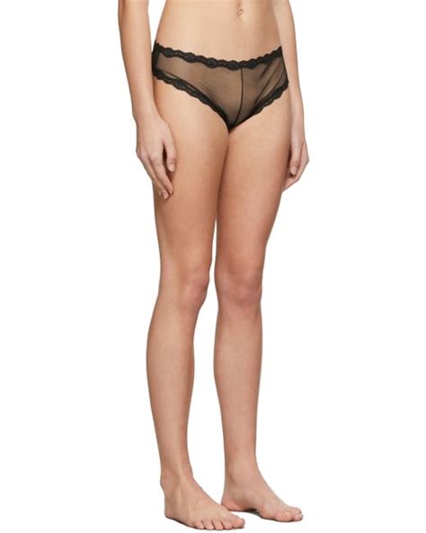 Fleur Du Mal Sheer Tulle Bikini Briefs In Black Stylemi