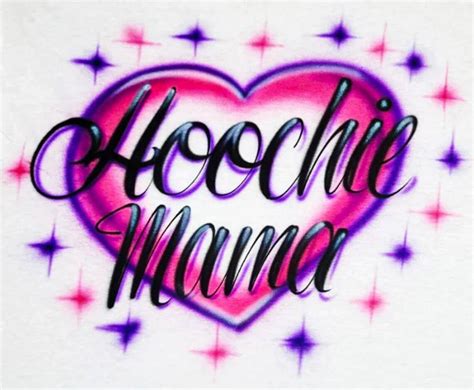 Airbrush T Shirt Hoochie Mama Heart Sparkles Design Etsy