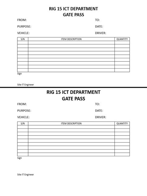 Rig 15 Ict Department Gate Pass Pdf