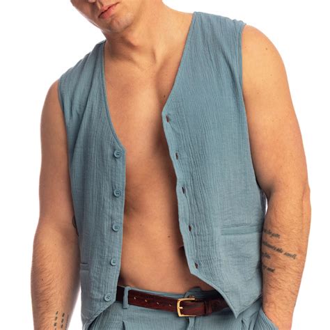 Lhomme Invisible Palm Spring Vest Whisper Blue Inderwear