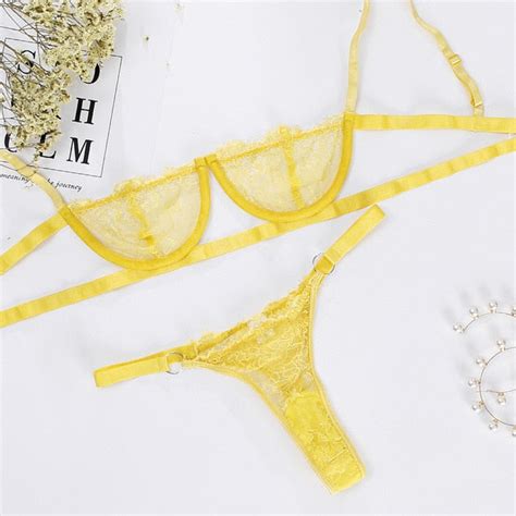 Ellolace Underwear Set Sexy Lingerie Transparent Women S Bra Underwire Bra Set Lace Underwear