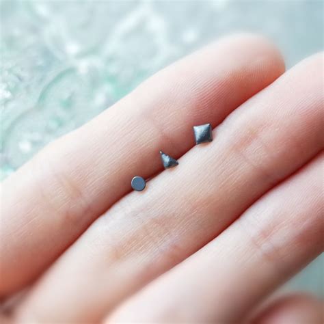 Meteorite Minimalist Mismatched Sterling Silver Stud Earrings Dainty