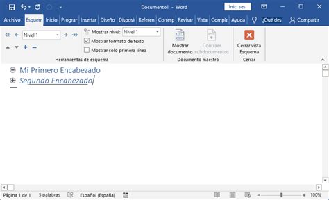 Abrir documento en vista de esquema default Word Fácil