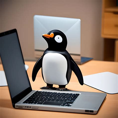 A Cute Penguin Working On A Laptop Computer Arthub Ai