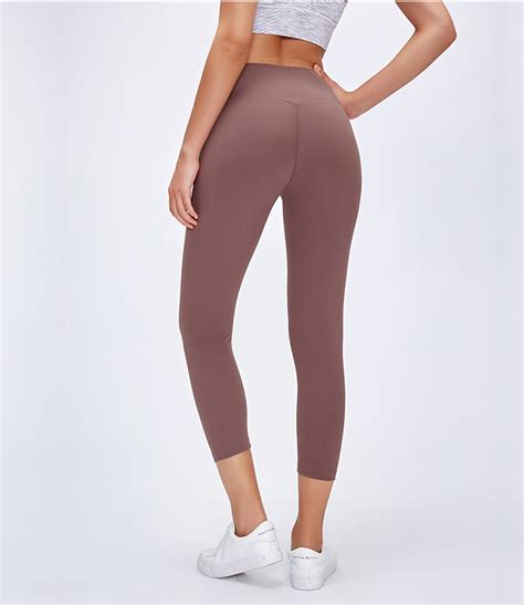 2020 New Naked Feeling No Awkward Line Womens High Waist Workout Tight Leggings Capris Yoga