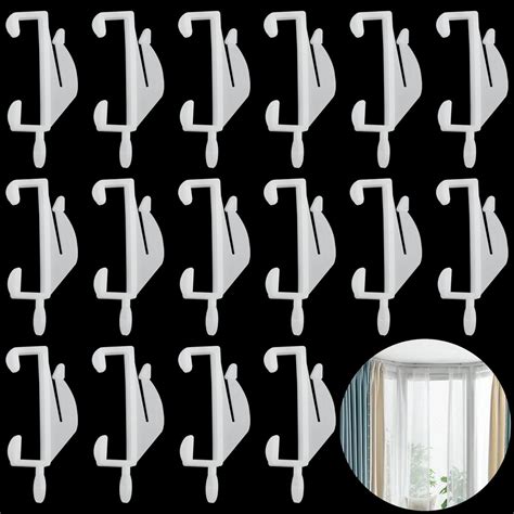 25 Pcs Curtain Hooks White Plastic Curtain Track Hooks Curtain Rail