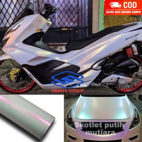 Jual Stiker Skotlet Putih Mutiara Skotlet Motor Putih Glossy Skotlet