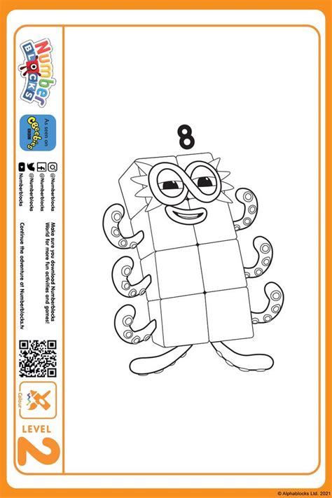 Numberblocks Colouring Pictures: Numberblock 8 | Activities, Fun ...