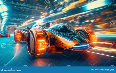 Race of Futuristic Hovecars. AI Generated Stock Illustration ...