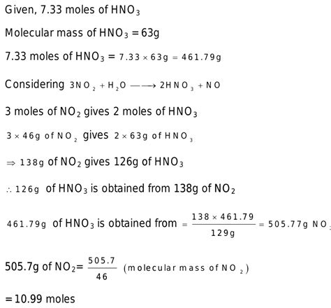 In The Chemical Manufacture Of Nitric Acid How Many Moles Of No