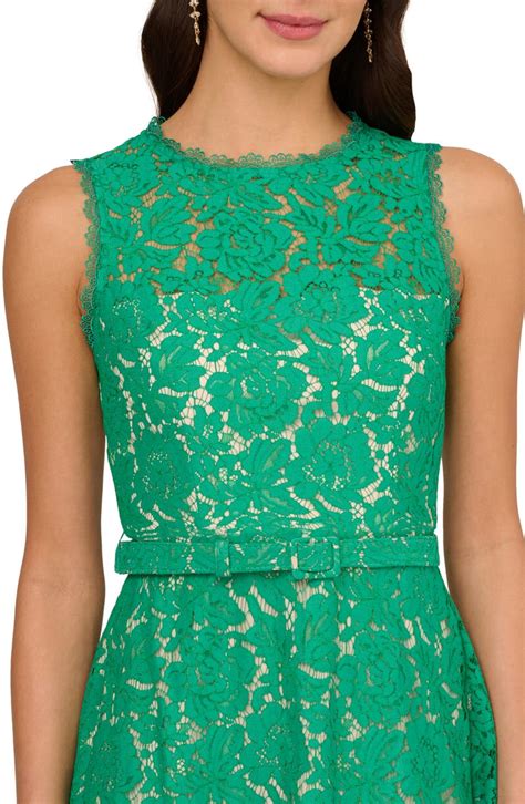 Adrianna Papell Belted Sleeveless Lace Midi Dress Nordstrom