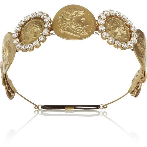 Dolce Gabbana Gold Tone Swarovski Crystal Coin Headband