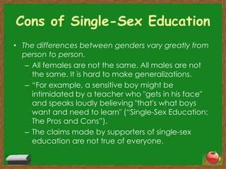 Single Sex Education Pptx