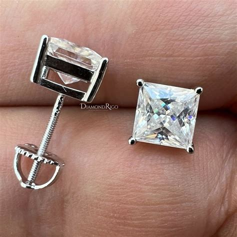 Moissanite Stud Earrings Wedding Earrings Screw Back Push Etsy