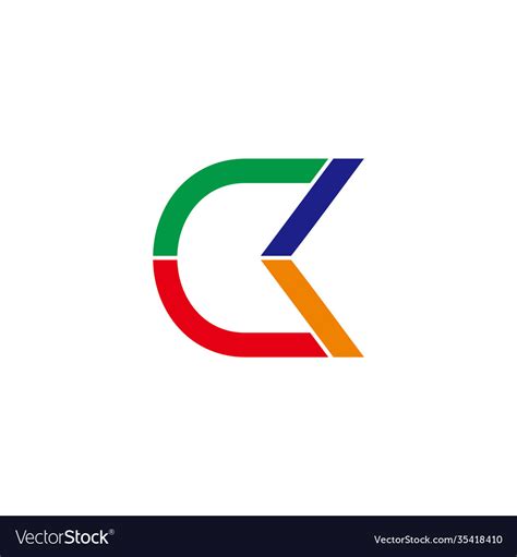 Letter Ck Simple Geometric Colorful Geometric Vector Image