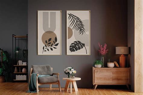 Mid Century Modern Wall Art Living Room Boho Prints Digital - Etsy